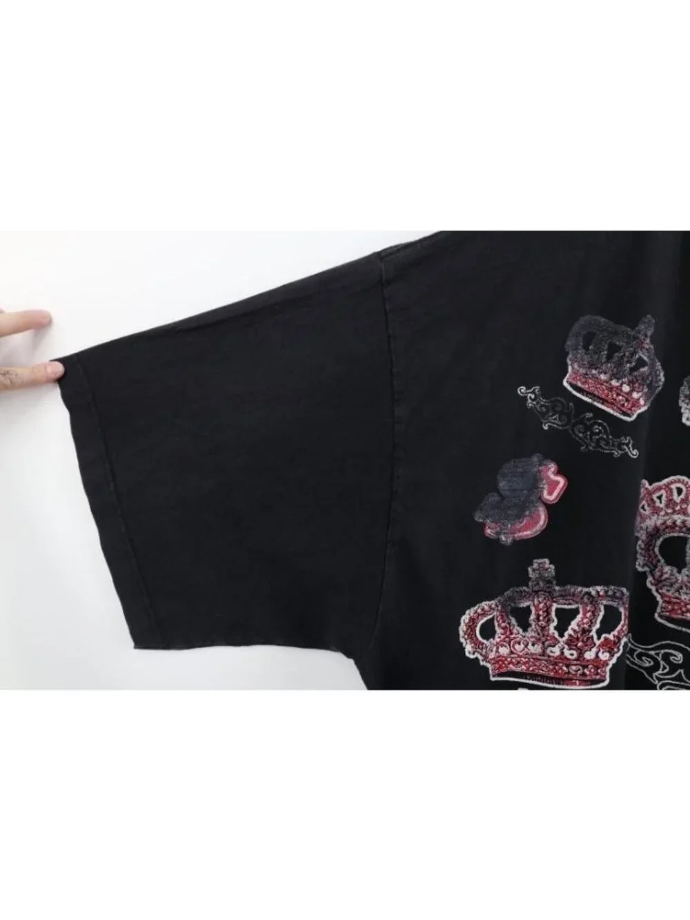 Vintage Streetwear Mens 3XL Distressed Hustla Money Tribal Crown T-Shirt Black